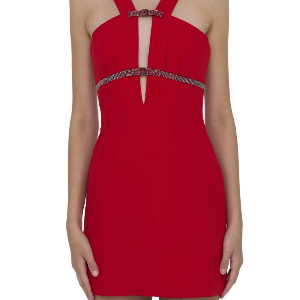Self-Portrait Red Crepe Mini Dress in Red NWT